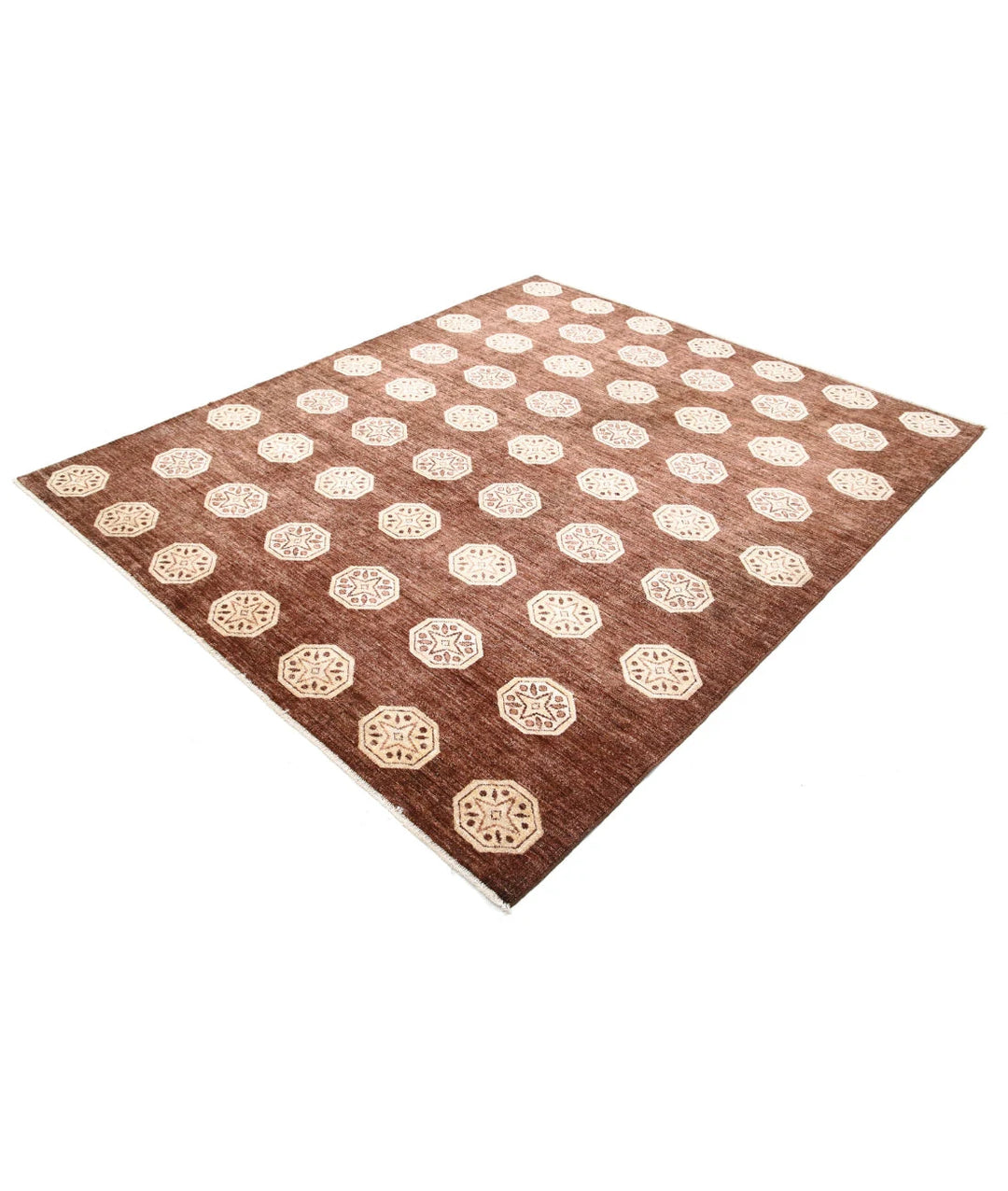 Afghan Oriental Rug 6' 6" x 7' 6" Hand-Knotted | No. AT52009