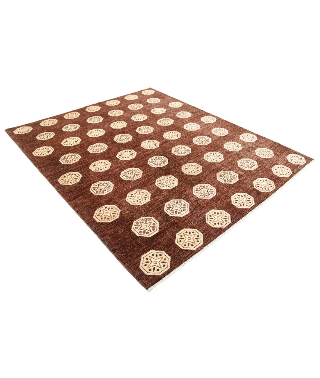 Afghan Oriental Rug 6' 6" x 7' 6" Hand-Knotted | No. AT52009