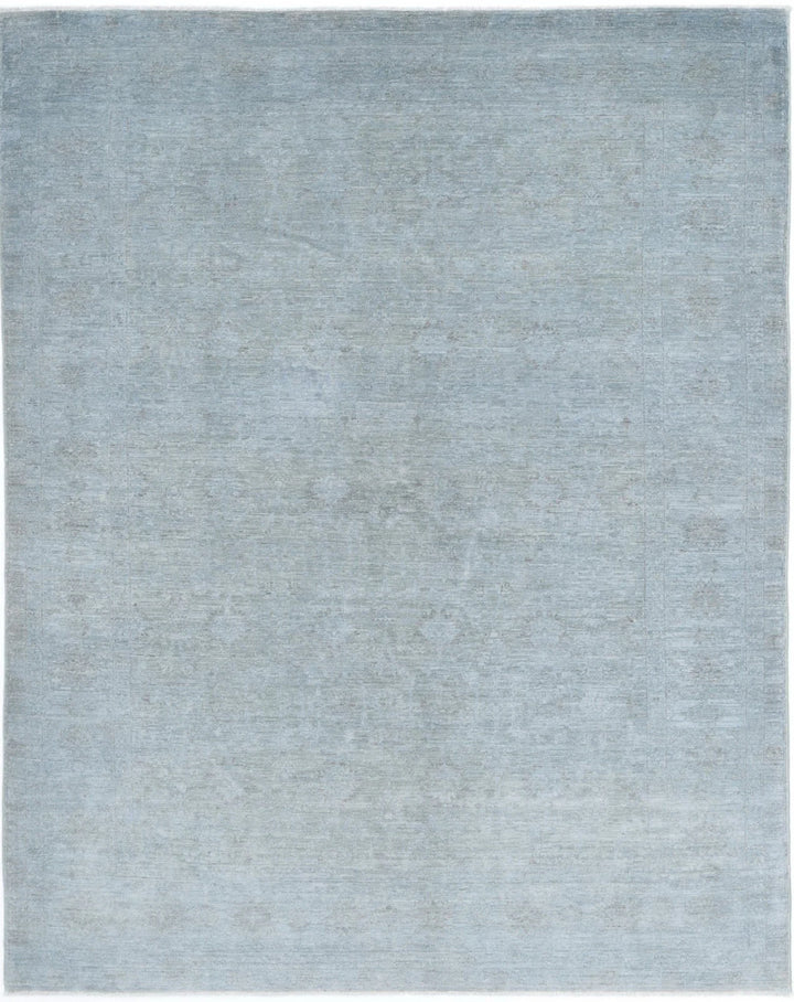 Grey Afghan Overdye Rug 6' 1" x 7' 11" Hand-Knotted | No. AT52126