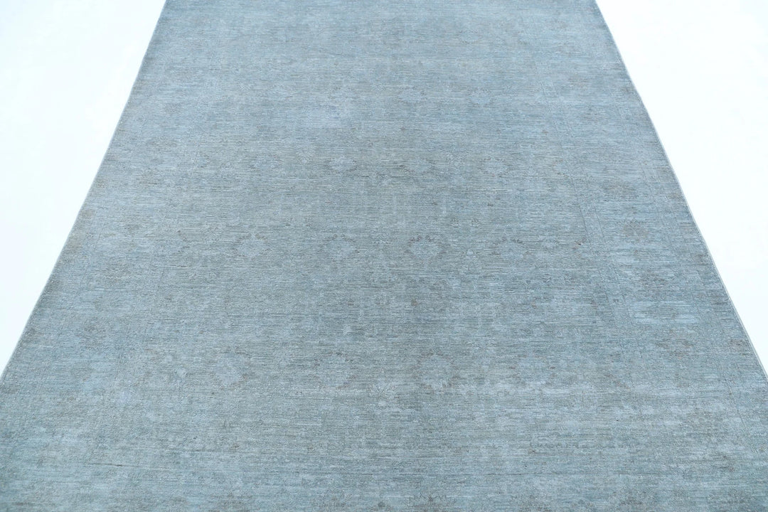 Grey Afghan Overdye Rug 6' 1" x 7' 11" Hand-Knotted | No. AT52126