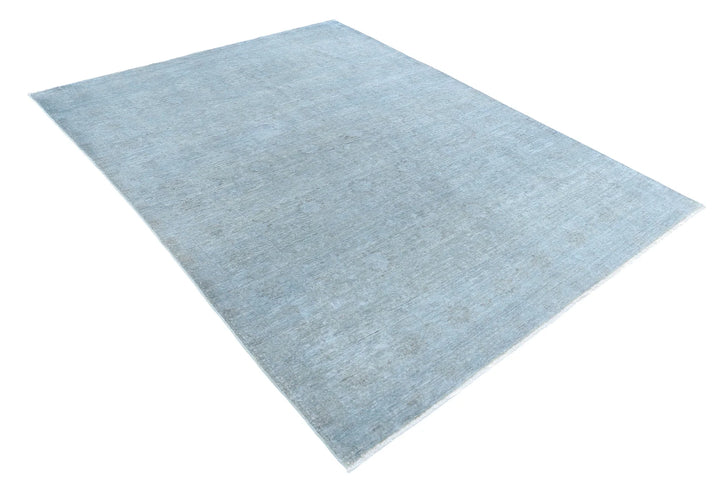 Grey Afghan Overdye Rug 6' 1" x 7' 11" Hand-Knotted | No. AT52126