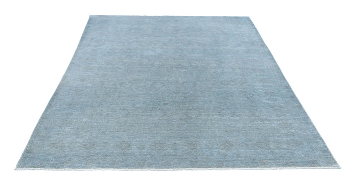 Grey Afghan Overdye Rug 6' 1" x 7' 11" Hand-Knotted | No. AT52126