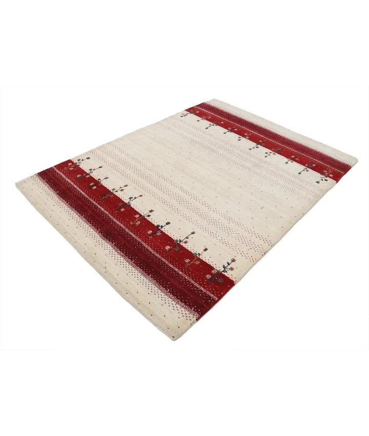 Ivory Indian Oriental Rug 4' 9" x 6' 6" Hand-Knotted | No. AT52129
