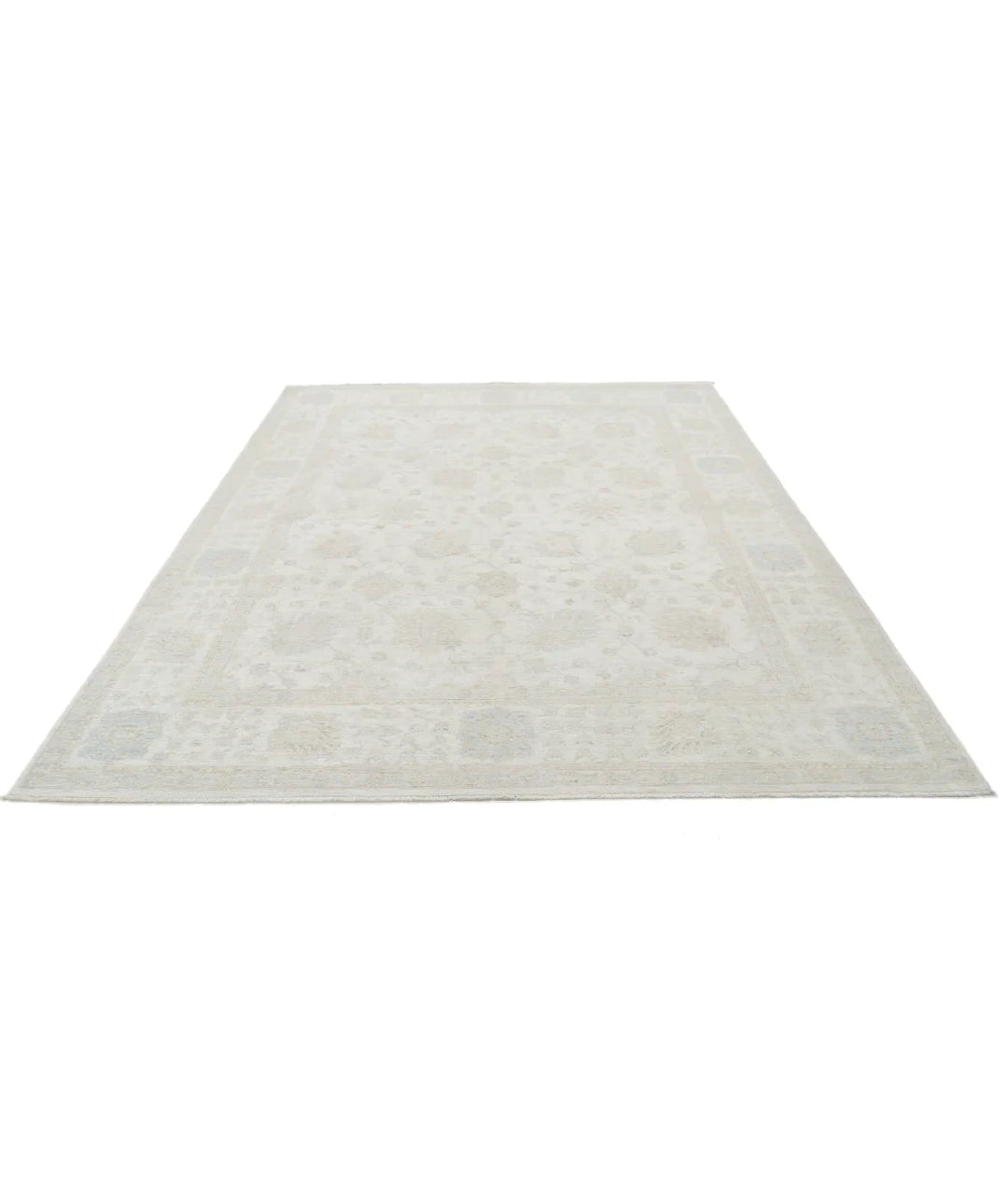 Ivory Afghan Serenity Rug 7' 9" x 9' 8" Hand-Knotted | No. AT52154