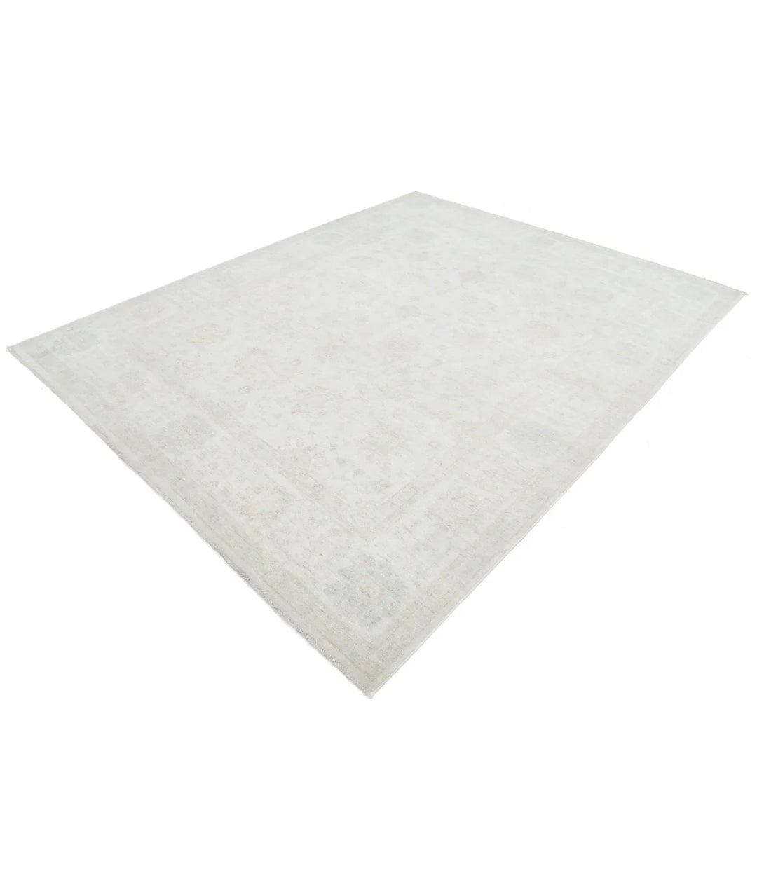 Ivory Afghan Serenity Rug 7' 9" x 9' 8" Hand-Knotted | No. AT52154