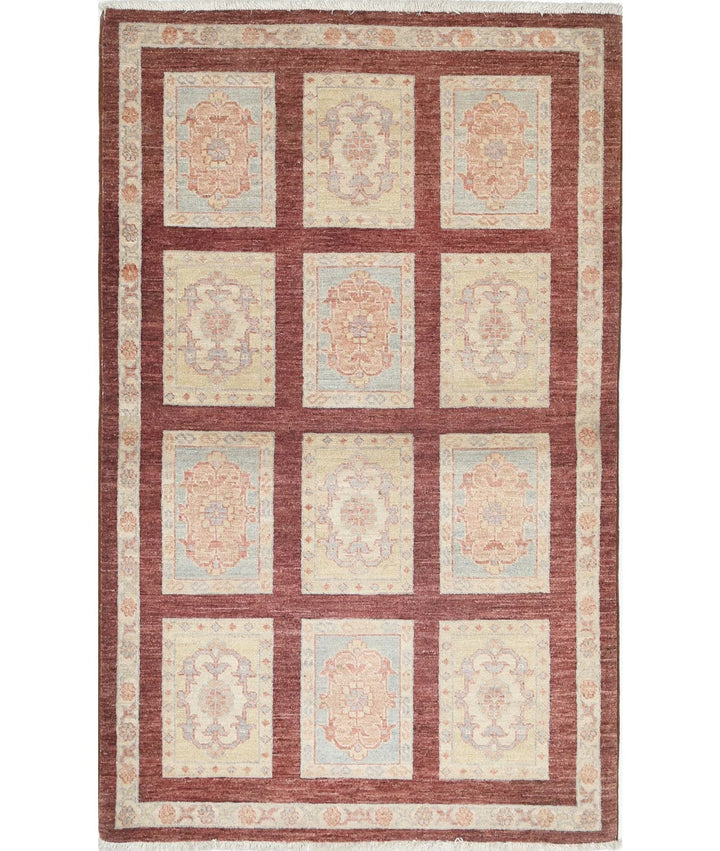 Brown Afghan Bakhtiari Rug 3' 0" x 4' 9" Hand-Knotted | No. AT52167