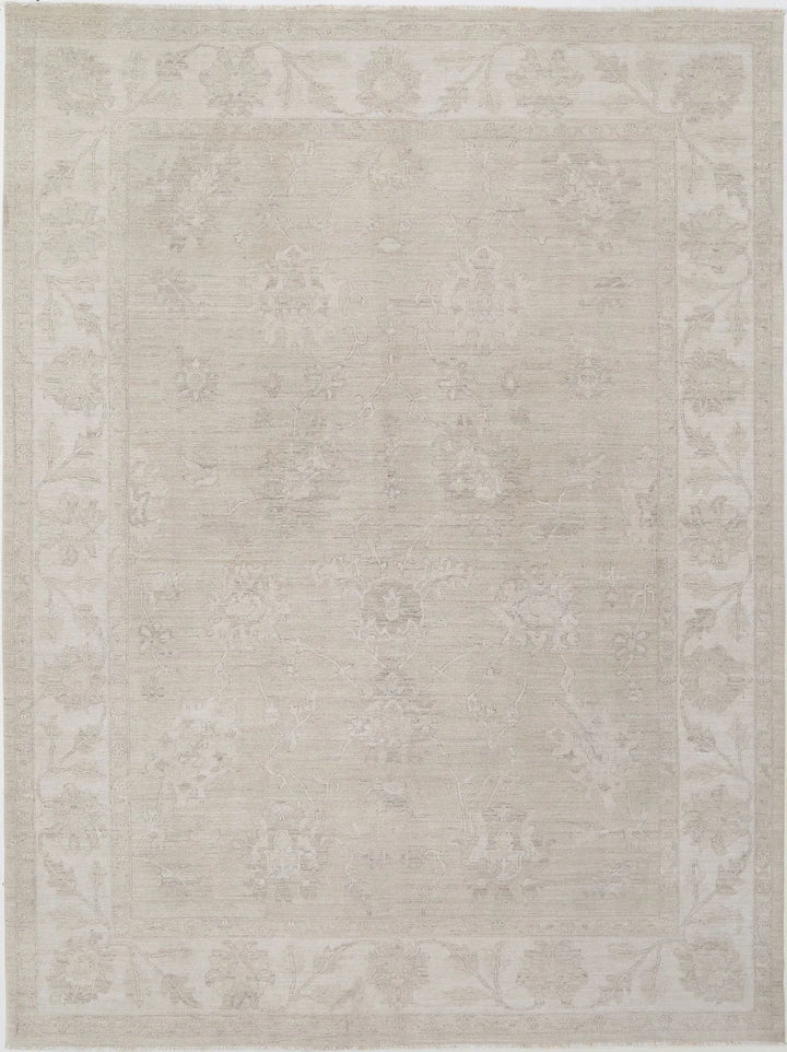 Ivory Afghan Serenity Rug 9' 0" x 12' 0" Hand-Knotted | No. AT52305