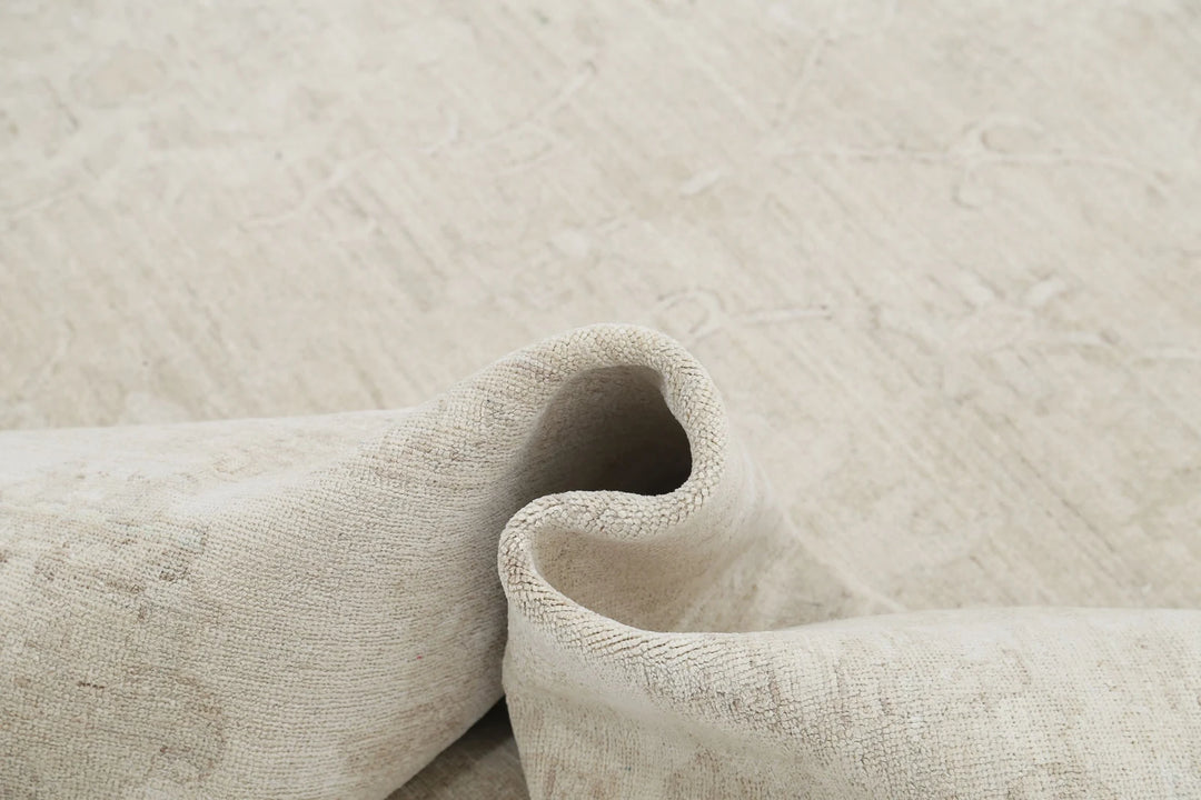 Ivory Afghan Serenity Rug 9' 0" x 12' 0" Hand-Knotted | No. AT52305