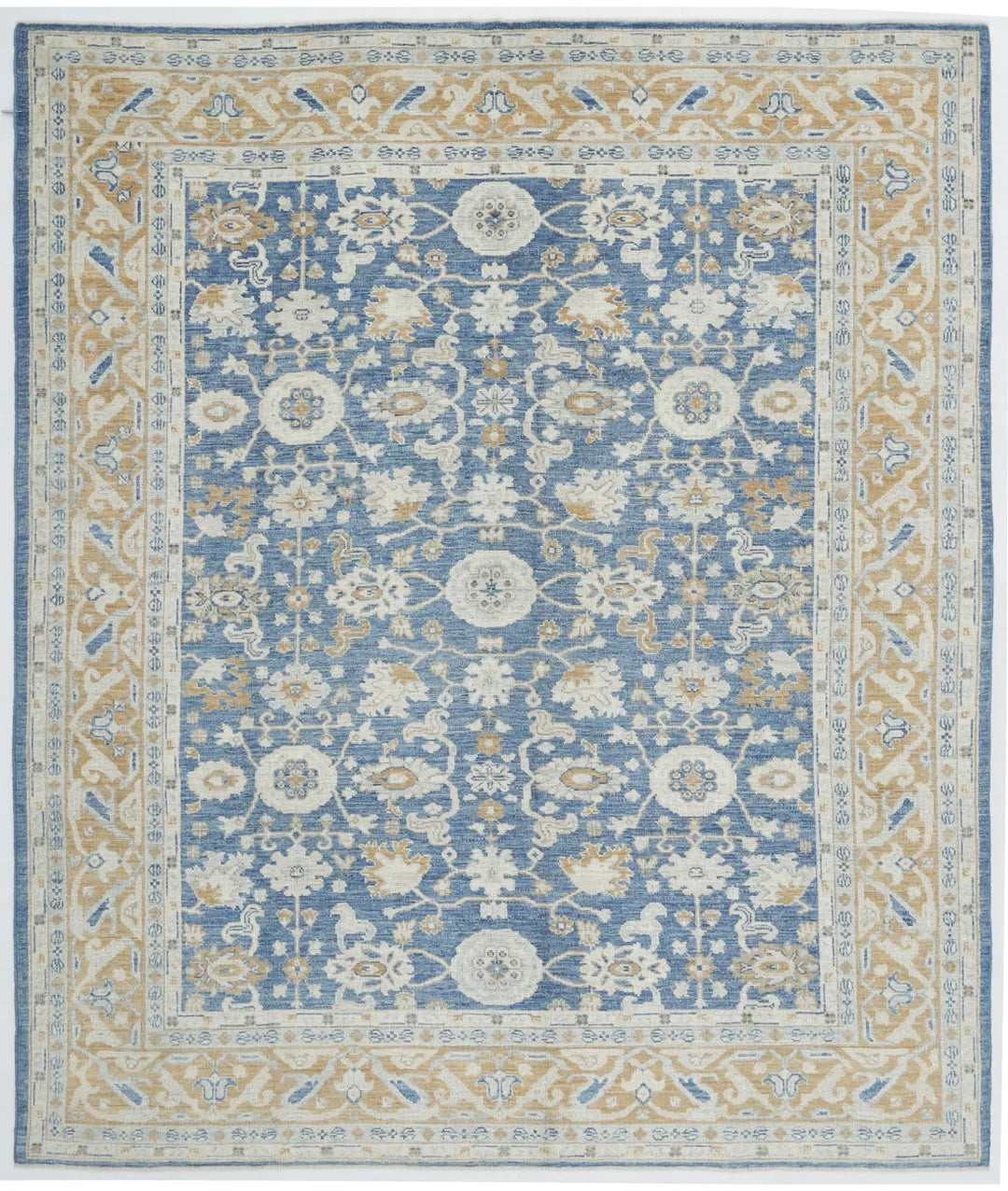Blue Afghan Oushak Rug 8' 7" x 10' 2" Hand-Knotted | No. AT52388
