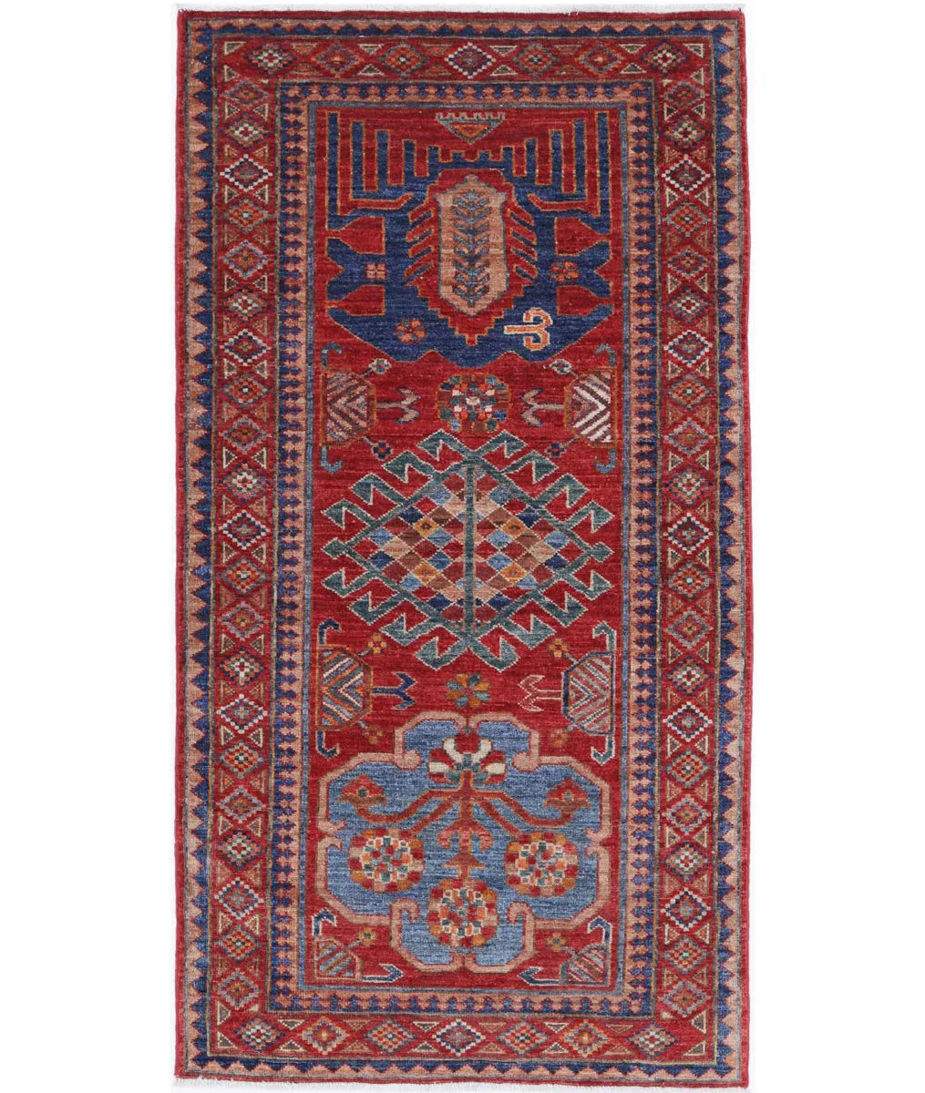 Red Afghan Tribal Rug 2' 11" x 5' 9" Hand-Knotted | No. AT525322