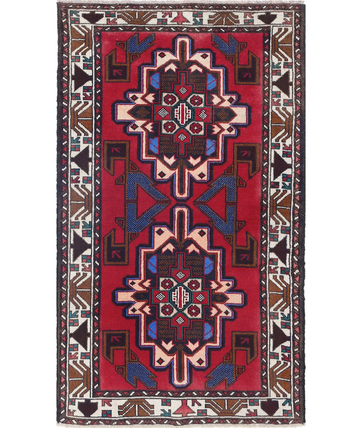Red Afghan Tribal Rug 2' 8" x 4' 8" Hand-Knotted | No. AT52562