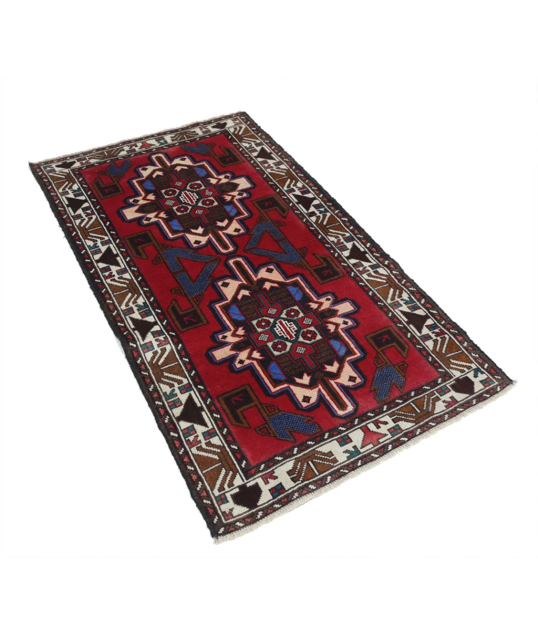 Red Afghan Tribal Rug 2' 8" x 4' 8" Hand-Knotted | No. AT52562