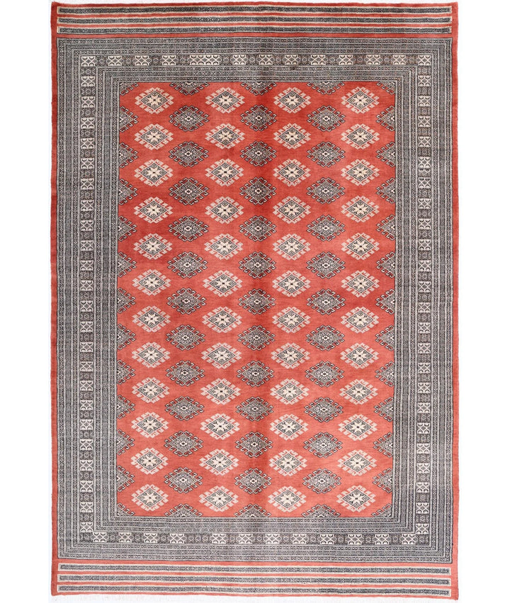 Rust Pakistani Jaldar Rug 6' 6" x 10' 0" Hand-Knotted | No. AT52603