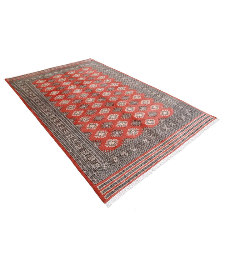 Rust Pakistani Jaldar Rug 6' 6" x 10' 0" Hand-Knotted | No. AT52603