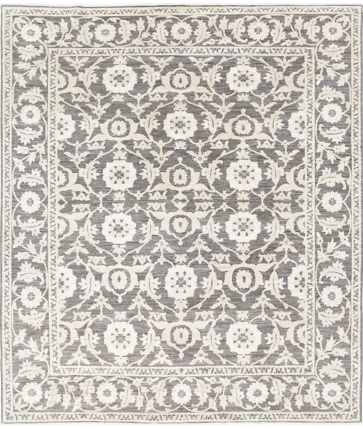 Brown Afghan Ziegler Rug 7'9" x 9'0" Hand-Knotted | No. AT52681