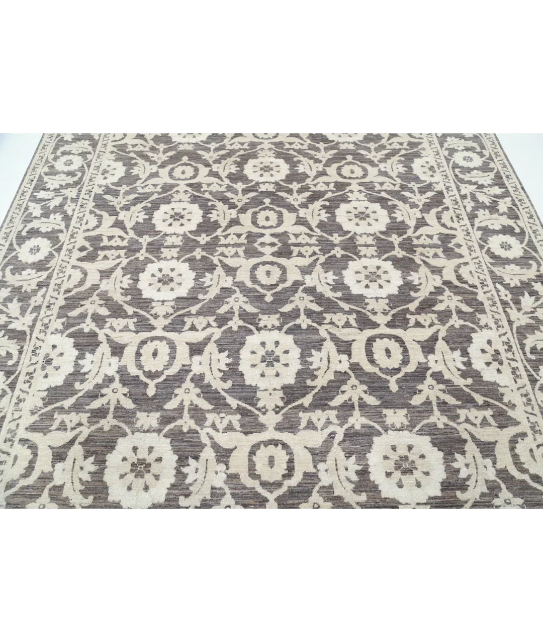 Brown Afghan Ziegler Rug 7'9" x 9'0" Hand-Knotted | No. AT52681