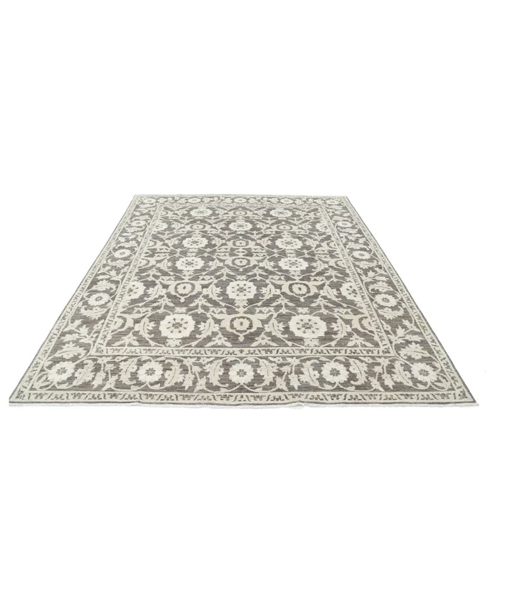 Brown Afghan Ziegler Rug 7'9" x 9'0" Hand-Knotted | No. AT52681
