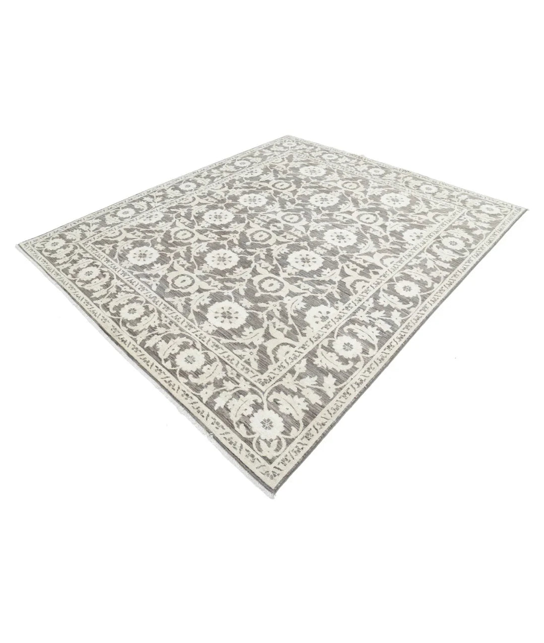 Brown Afghan Ziegler Rug 7'9" x 9'0" Hand-Knotted | No. AT52681