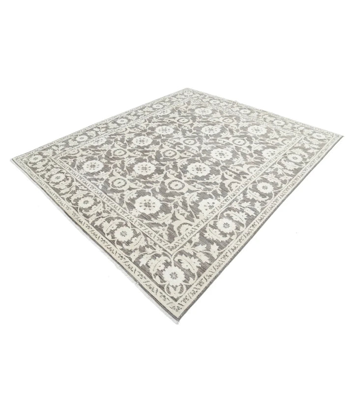 Brown Afghan Ziegler Rug 7'9" x 9'0" Hand-Knotted | No. AT52681