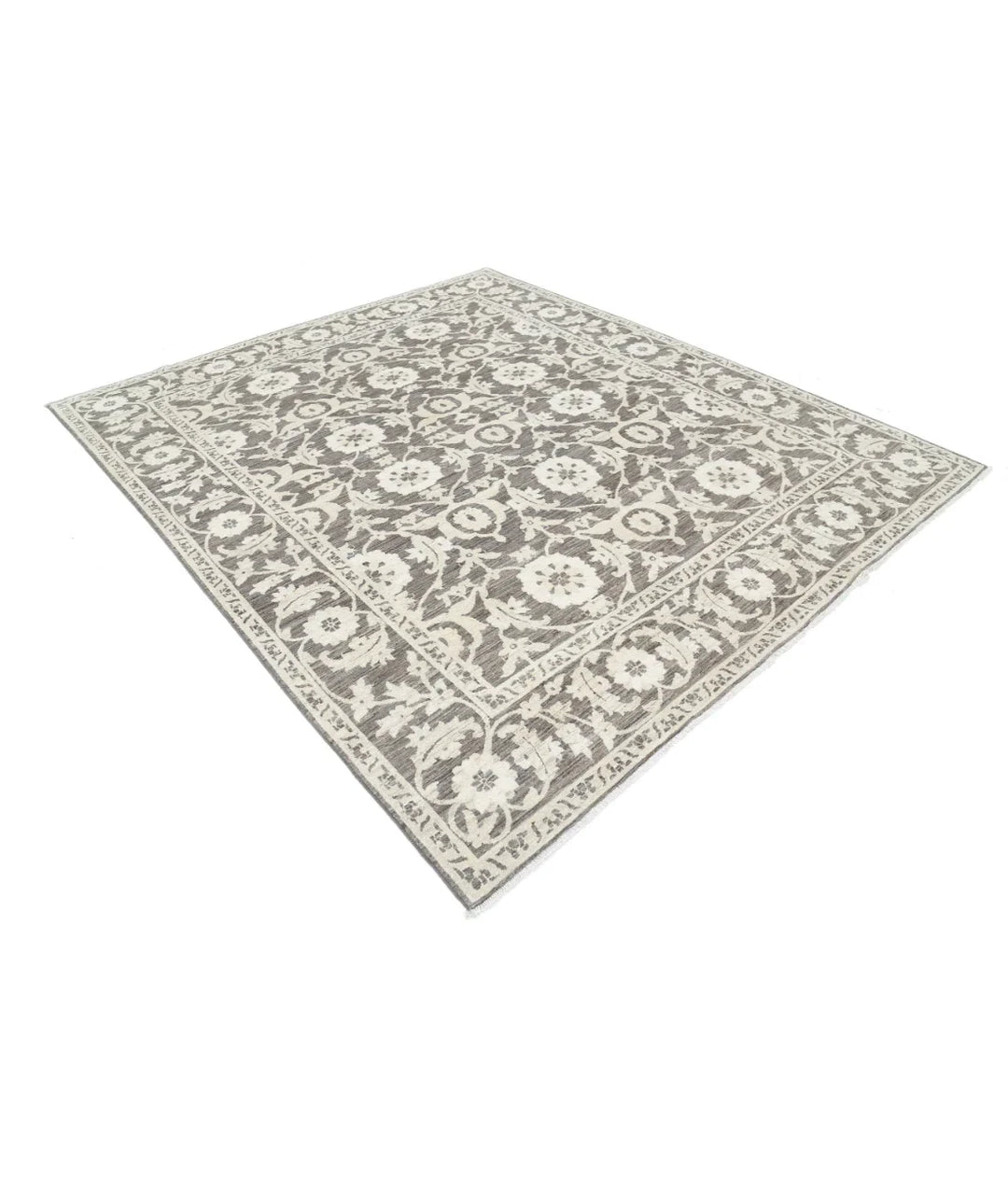 Brown Afghan Ziegler Rug 7'9" x 9'0" Hand-Knotted | No. AT52681