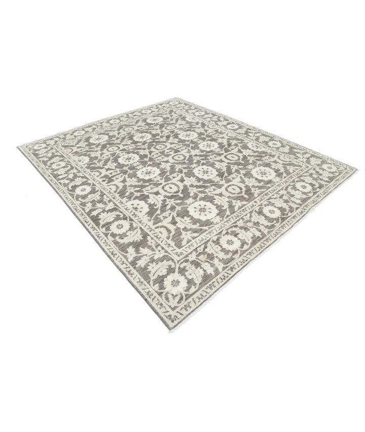 Brown Afghan Ziegler Rug 7'9" x 9'0" Hand-Knotted | No. AT52681