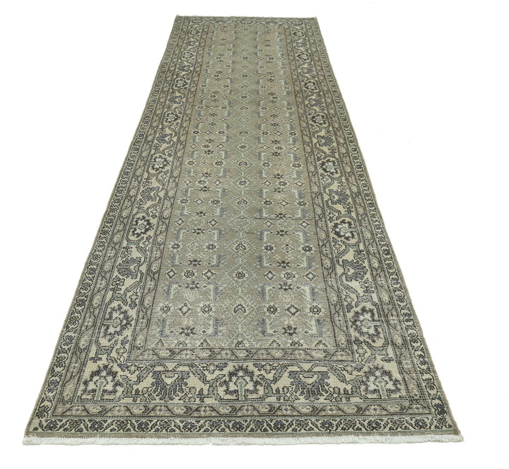 Persian Hamadan Runner Rug 3' 8" x 13' 10" Hand-Knotted | No. AT52720