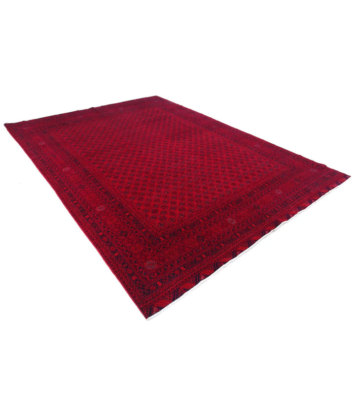 Red Afghan Beljik Rug 7' 9" x 10' 8" Hand-Knotted | No. AT52744