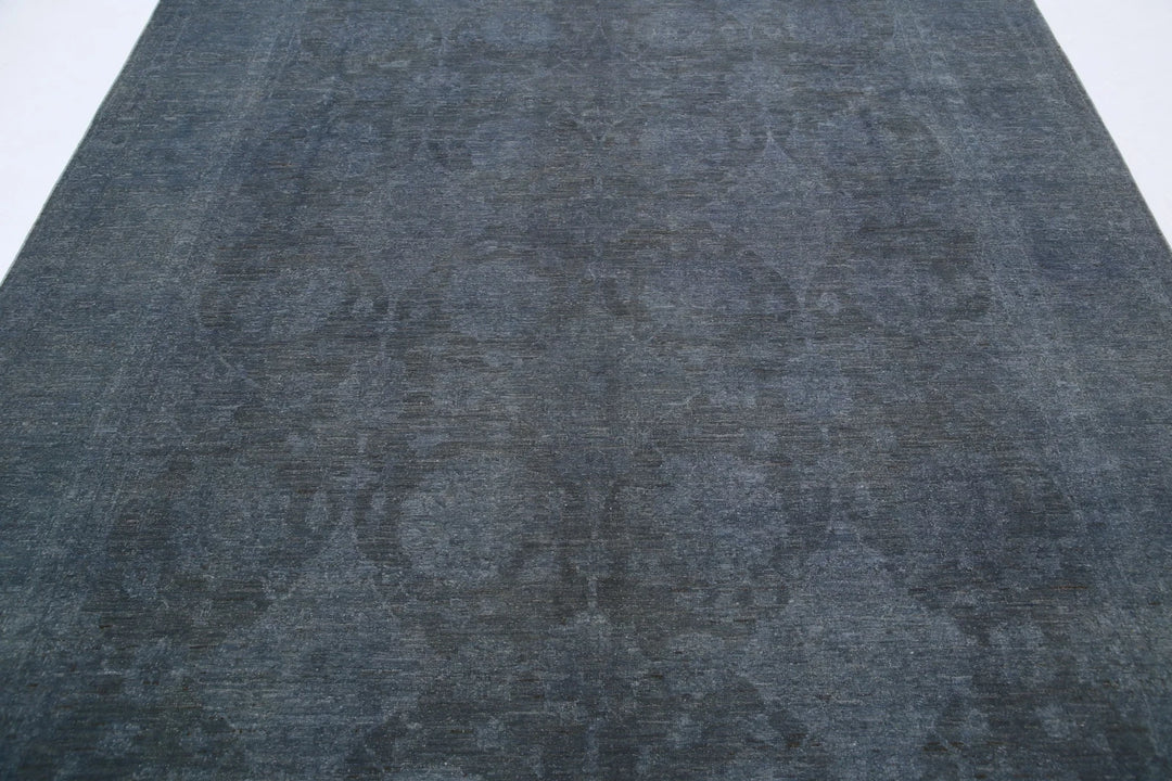 Grey Afghan Overdye Rug 7' 4" x 10' 2" Hand-Knotted | No. AT52752