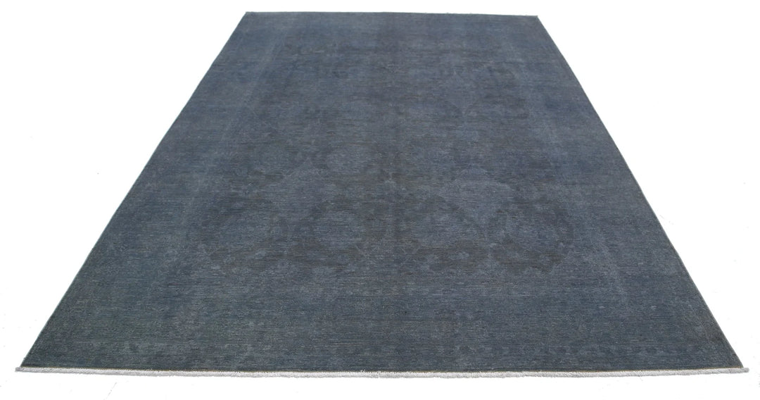 Grey Afghan Overdye Rug 7' 4" x 10' 2" Hand-Knotted | No. AT52752