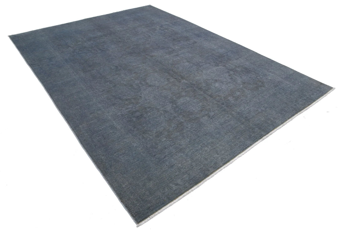 Grey Afghan Overdye Rug 7' 4" x 10' 2" Hand-Knotted | No. AT52752