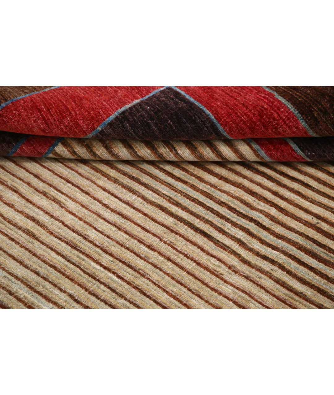 Beige Afghan Modcar Rug 7' 9" x 9' 5" Hand-Knotted | No. AT52783