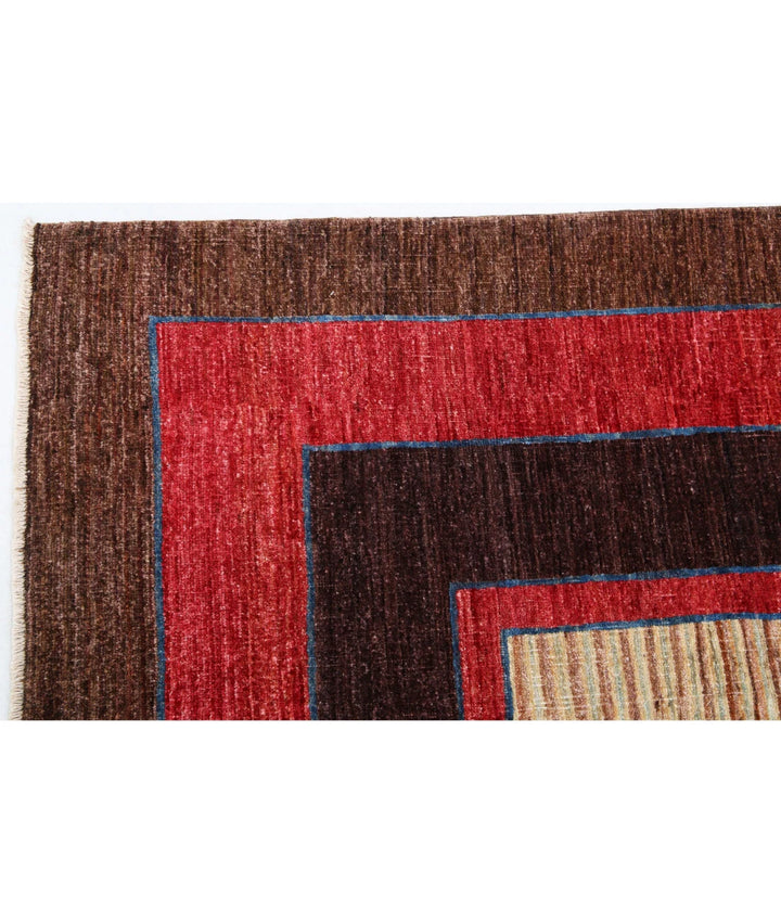 Beige Afghan Modcar Rug 7' 9" x 9' 5" Hand-Knotted | No. AT52783