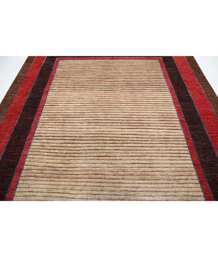 Beige Afghan Modcar Rug 7' 9" x 9' 5" Hand-Knotted | No. AT52783