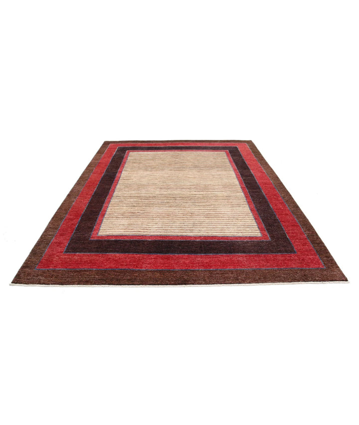 Beige Afghan Modcar Rug 7' 9" x 9' 5" Hand-Knotted | No. AT52783