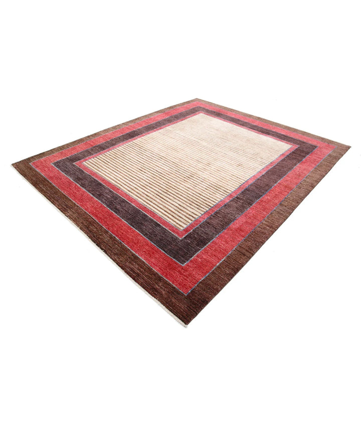 Beige Afghan Modcar Rug 7' 9" x 9' 5" Hand-Knotted | No. AT52783