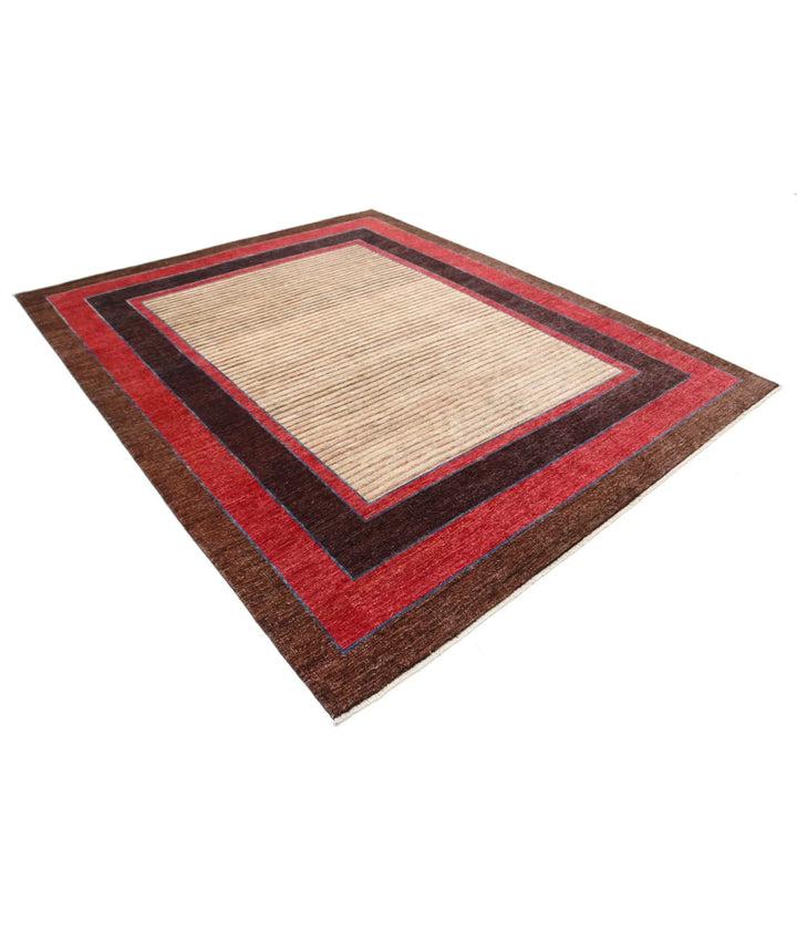 Beige Afghan Modcar Rug 7' 9" x 9' 5" Hand-Knotted | No. AT52783