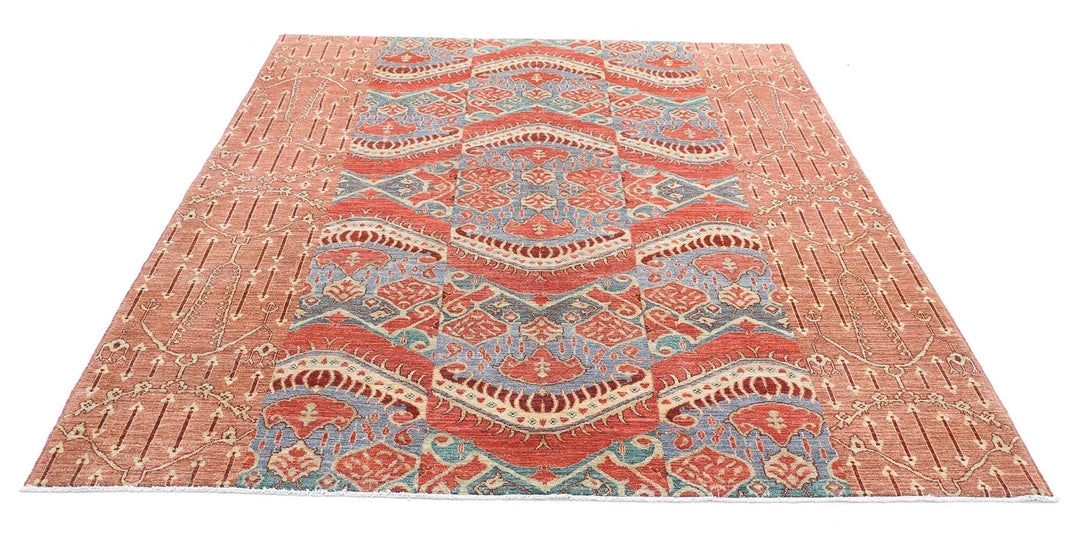 Rust Afghan Oriental Rug 6' 9" x 8' 4" Hand-Knotted | No. AT52793