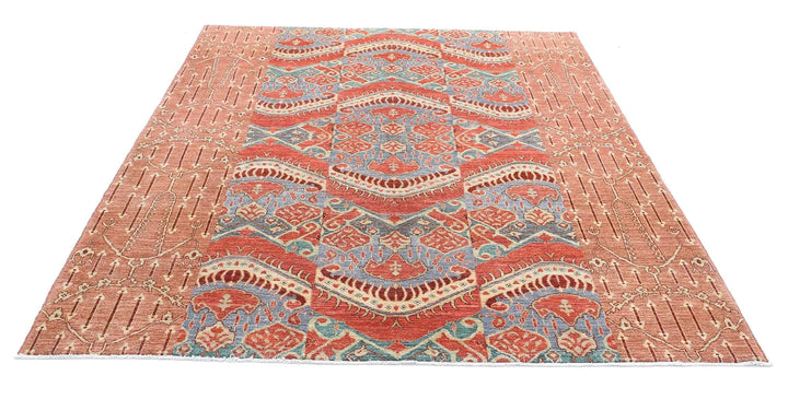 Rust Afghan Oriental Rug 6' 9" x 8' 4" Hand-Knotted | No. AT52793
