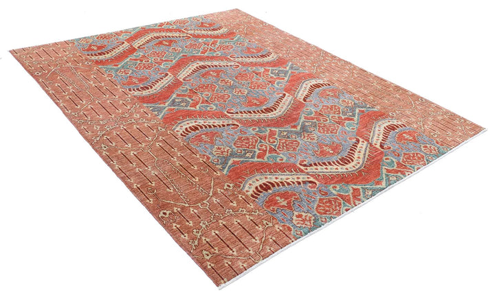 Rust Afghan Oriental Rug 6' 9" x 8' 4" Hand-Knotted | No. AT52793