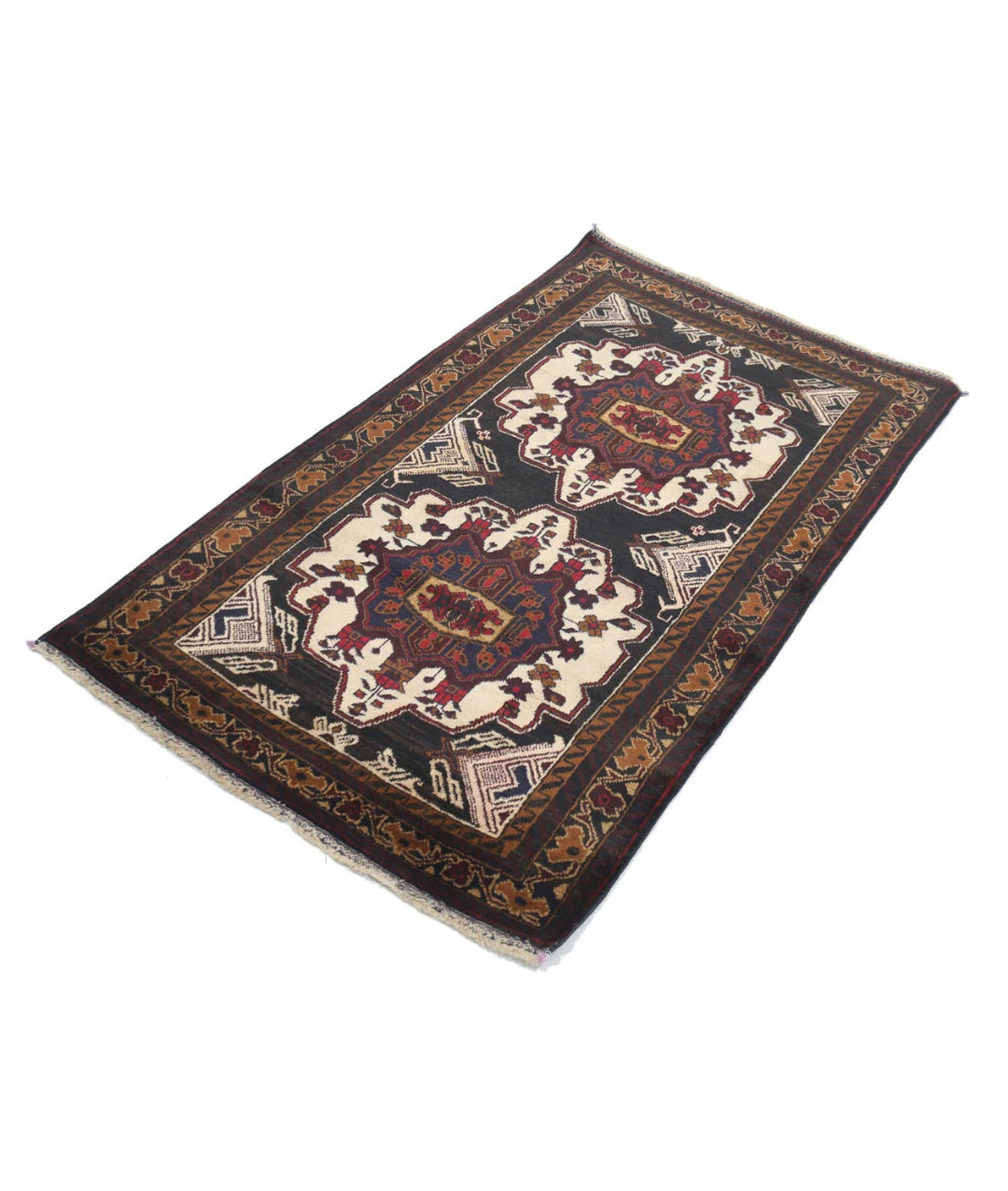 Red Afghan Tribal Rug 2' 10" x 4' 10" Hand-Knotted | No. AT52891