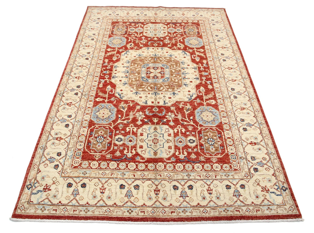 Afghan Ziegler Rug 4' 7" x 7' 0" Hand-Knotted | No. AT53103