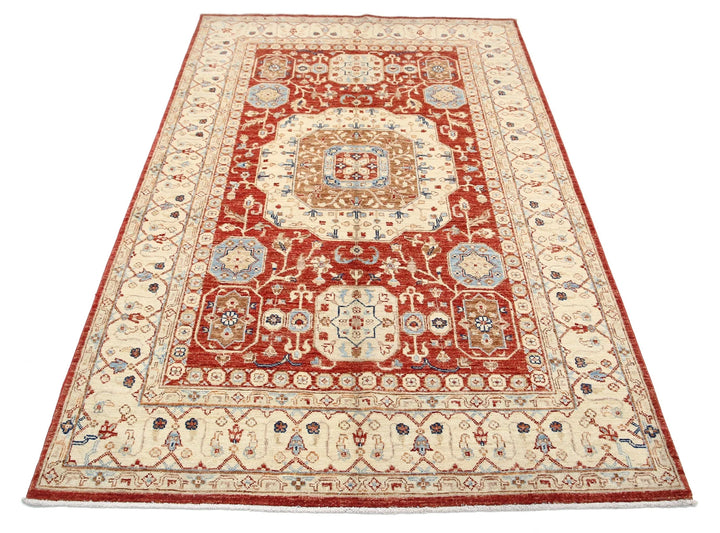 Afghan Ziegler Rug 4' 7" x 7' 0" Hand-Knotted | No. AT53103