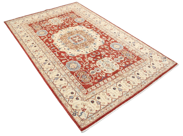 Afghan Ziegler Rug 4' 7" x 7' 0" Hand-Knotted | No. AT53103