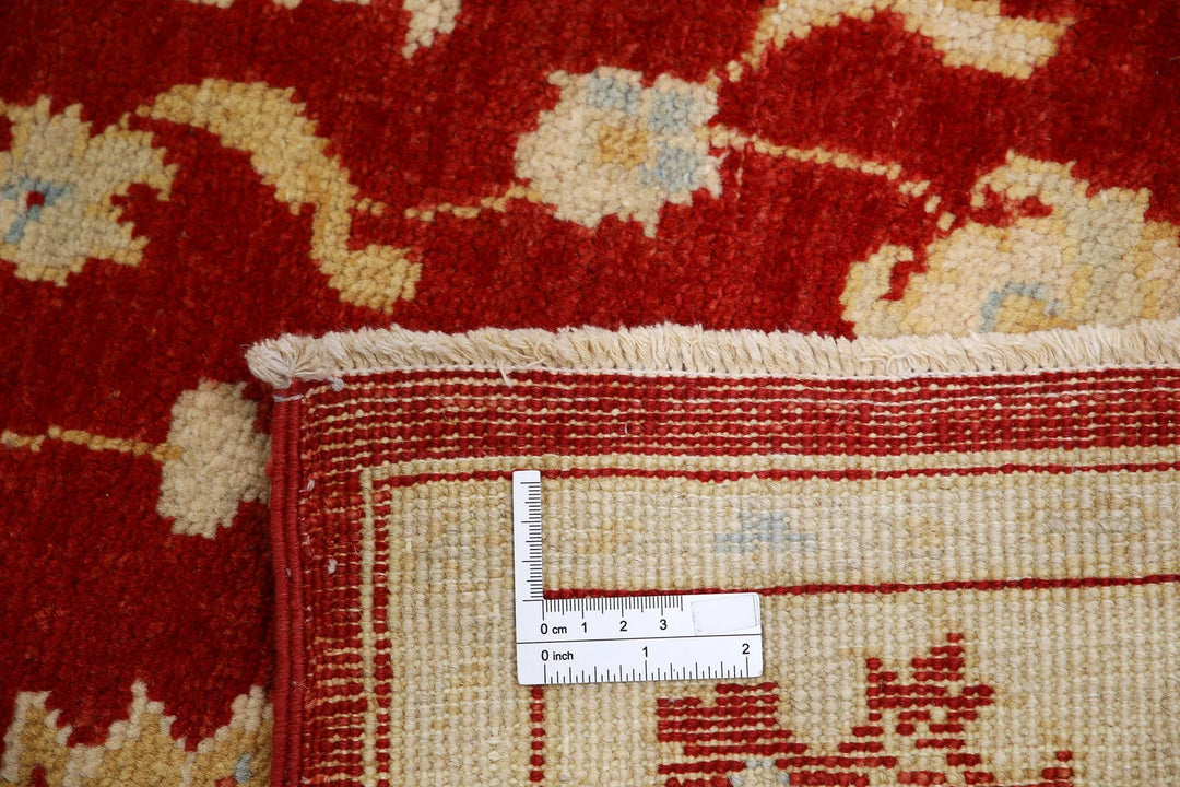 Red Afghan Ziegler Rug 5'1" x 7'0" Hand-Knotted | No. AT53115