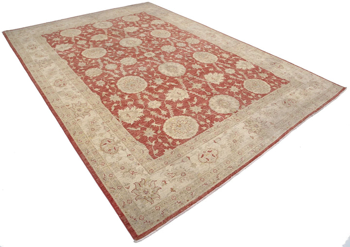Red Afghan Ziegler Rug 8' 0" x 11' 1" Hand-Knotted | No. AT53123