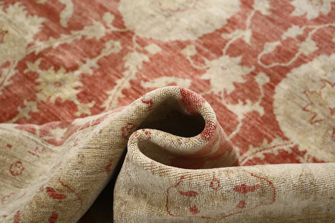 Red Afghan Ziegler Rug 8' 0" x 11' 1" Hand-Knotted | No. AT53123