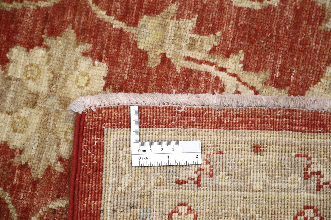 Red Afghan Ziegler Rug 8' 0" x 11' 1" Hand-Knotted | No. AT53123