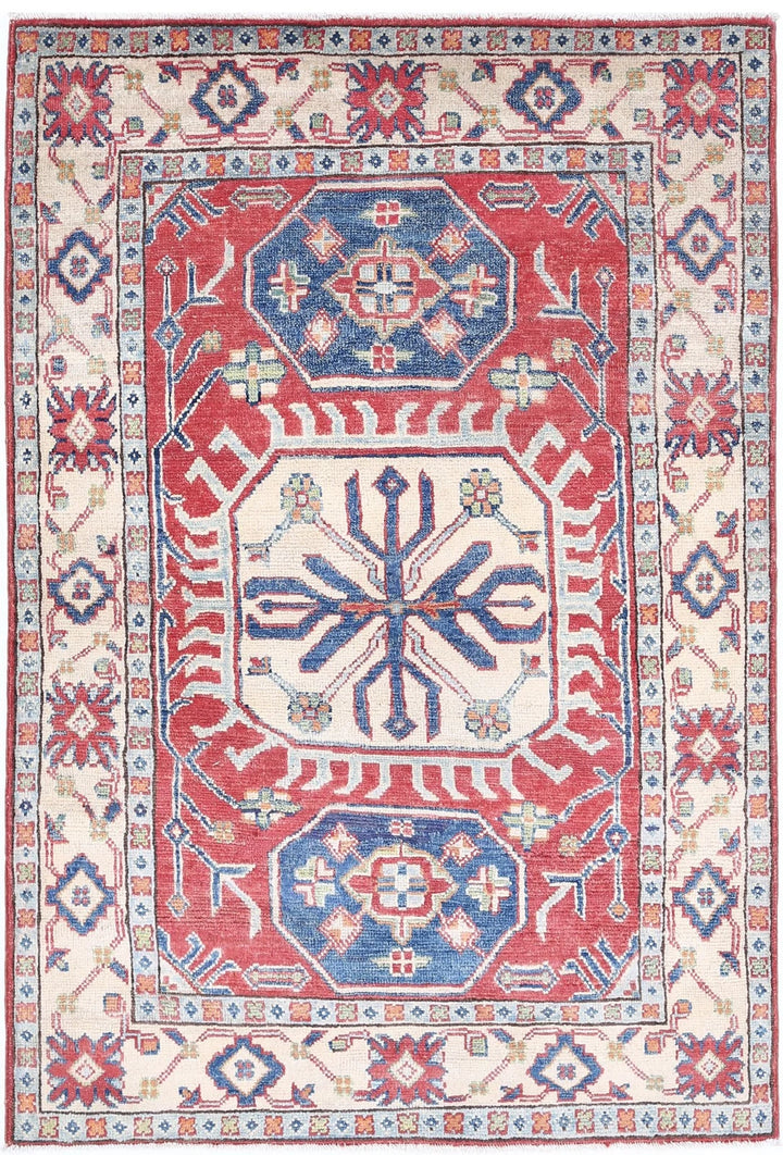 Afghan Kazak Rug 3' 3" x 5' 0" Hand-Knotted | No. AT53198