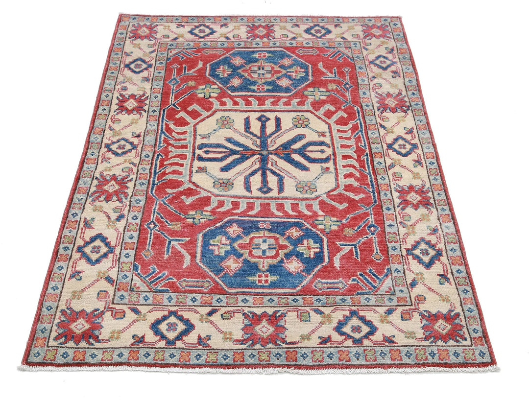 Afghan Kazak Rug 3' 3" x 5' 0" Hand-Knotted | No. AT53198