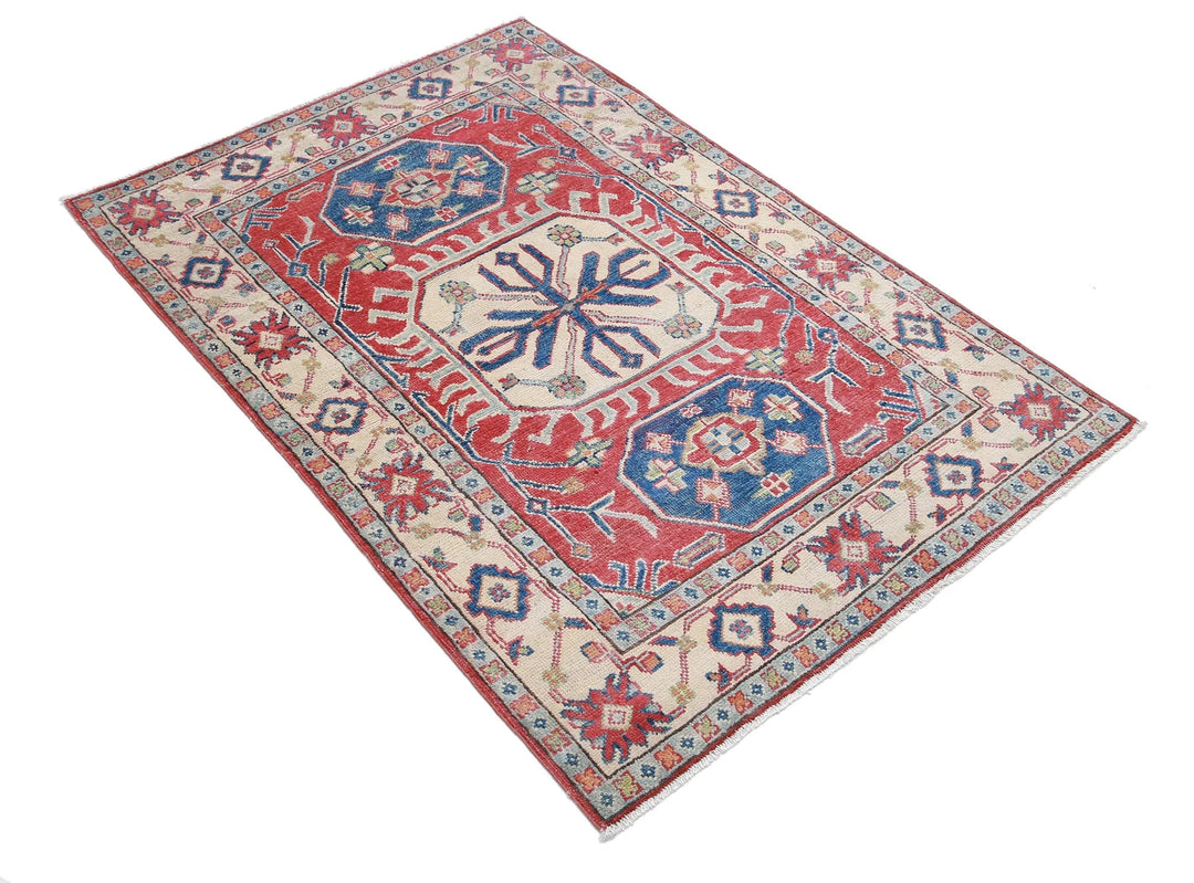 Afghan Kazak Rug 3' 3" x 5' 0" Hand-Knotted | No. AT53198